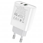 Превью Сетевое зарядное устройство Hoco C80A USB/Type-C с кабелем (Type-C-Type-C) (белое) &mdash; 4